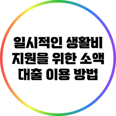 일시적인 생활비 지원을 위한 소액 대출 이용 방법