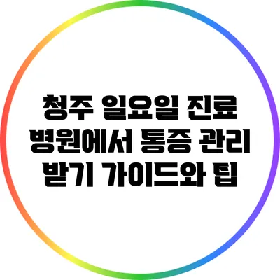 청주 일요일 진료 병원에서 통증 관리 받기: 가이드와 팁