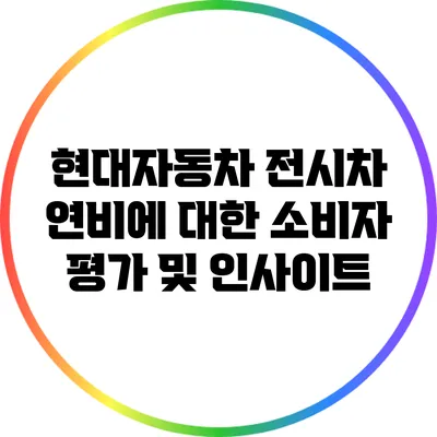 현대자동차 전시차 연비에 대한 소비자 평가 및 인사이트