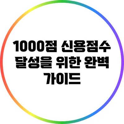 1000점 신용점수 달성을 위한 완벽 가이드