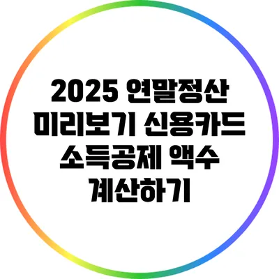 2025 연말정산 미리보기: 신용카드 소득공제 액수 계산하기