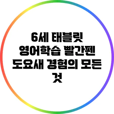 6세 태블릿 영어학습: 빨간펜 도요새 경험의 모든 것