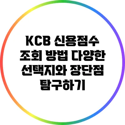 KCB 신용점수 조회 방법: 다양한 선택지와 장단점 탐구하기