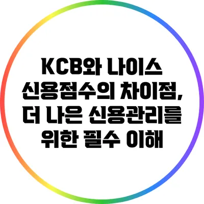 KCB와 나이스 신용점수의 차이점, 더 나은 신용관리를 위한 필수 이해