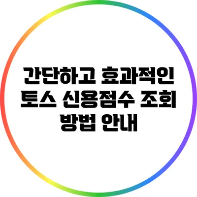간단하고 효과적인 토스 신용점수 조회 방법 안내