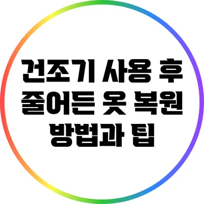 건조기 사용 후 줄어든 옷 복원 방법과 팁
