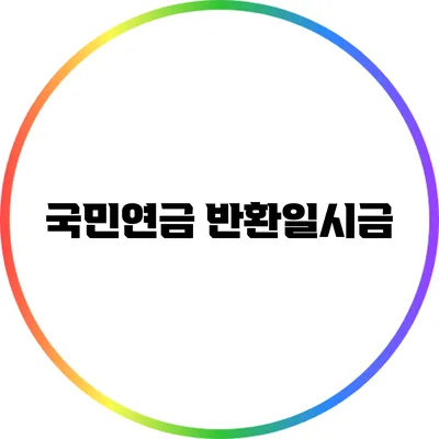국민연금 반환일시금