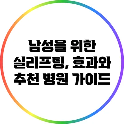 남성을 위한 실리프팅, 효과와 추천 병원 가이드