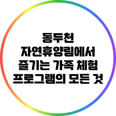 동두천 자연휴양림에서 즐기는 가족 체험 프로그램의 모든 것