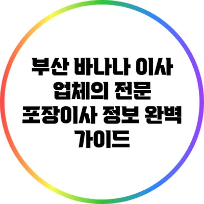 부산 바나나 이사 업체의 전문 포장이사 정보 완벽 가이드