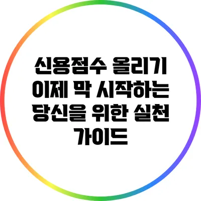 신용점수 올리기: 이제 막 시작하는 당신을 위한 실천 가이드