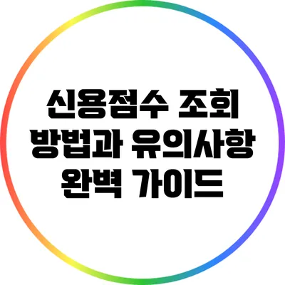 신용점수 조회 방법과 유의사항 완벽 가이드