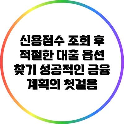신용점수 조회 후 적절한 대출 옵션 찾기: 성공적인 금융 계획의 첫걸음