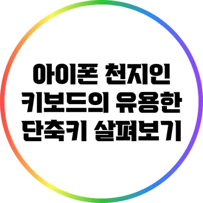 아이폰 천지인 키보드의 유용한 단축키 살펴보기