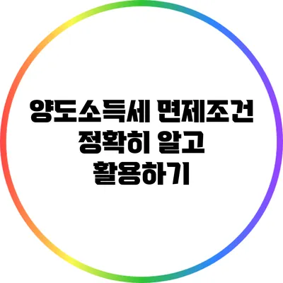 양도소득세 면제조건: 정확히 알고 활용하기