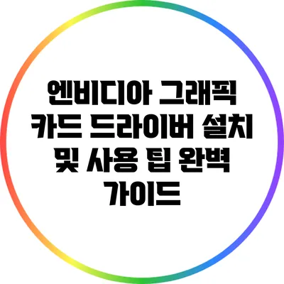 엔비디아 그래픽 카드 드라이버 설치 및 사용 팁 완벽 가이드