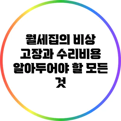 월세집의 비상 고장과 수리비용: 알아두어야 할 모든 것
