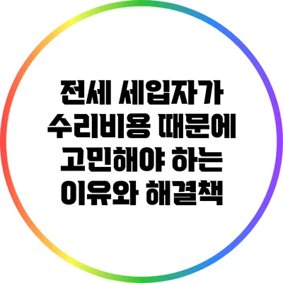 전세 세입자가 수리비용 때문에 고민해야 하는 이유와 해결책