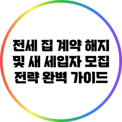전세 집 계약 해지 및 새 세입자 모집 전략 완벽 가이드