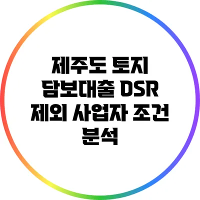 제주도 토지 담보대출 DSR 제외 사업자 조건 분석