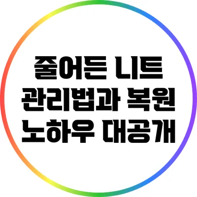 줄어든 니트 관리법과 복원 노하우 대공개