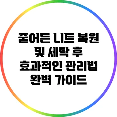 줄어든 니트 복원 및 세탁 후 효과적인 관리법 완벽 가이드