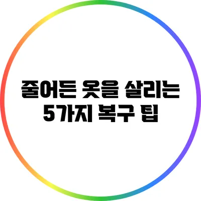 줄어든 옷을 살리는 5가지 복구 팁