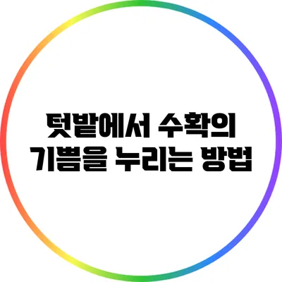 텃밭에서 수확의 기쁨을 누리는 방법