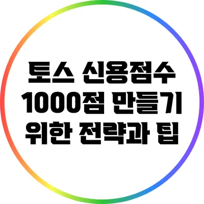 토스 신용점수 1000점 만들기 위한 전략과 팁