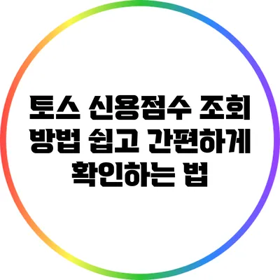 토스 신용점수 조회 방법: 쉽고 간편하게 확인하는 법