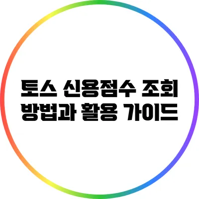 토스 신용점수 조회 방법과 활용 가이드