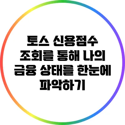 토스 신용점수 조회를 통해 나의 금융 상태를 한눈에 파악하기