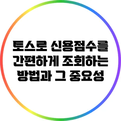 토스로 신용점수를 간편하게 조회하는 방법과 그 중요성