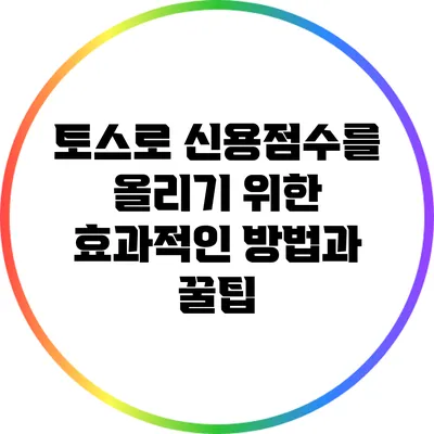 토스로 신용점수를 올리기 위한 효과적인 방법과 꿀팁
