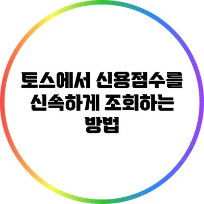 토스에서 신용점수를 신속하게 조회하는 방법