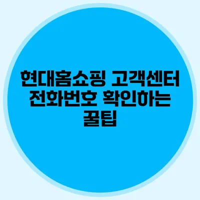 현대홈쇼핑 고객센터 전화번호 확인하는 꿀팁