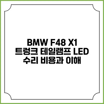 BMW F48 X1 트렁크 테일램프 LED 수리 비용과 이해