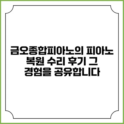 금오종합피아노의 피아노 복원 수리 후기: 그 경험을 공유합니다