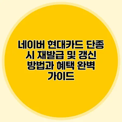 네이버 현대카드 단종 시 재발급 및 갱신 방법과 혜택 완벽 가이드