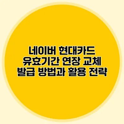 네이버 현대카드 유효기간 연장 교체 발급 방법과 활용 전략