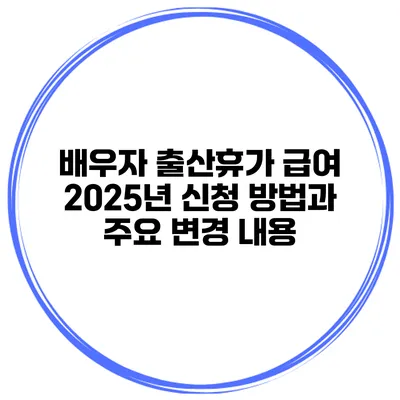 배우자 출산휴가 급여 2025년 신청 방법과 주요 변경 내용