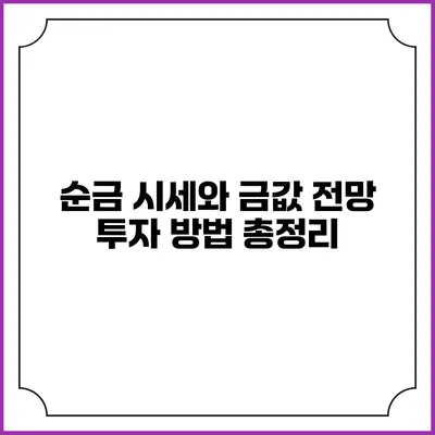 순금 시세와 금값 전망: 투자 방법 총정리