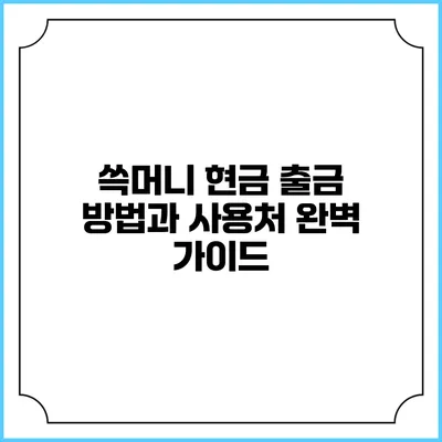 쓱머니 현금 출금 방법과 사용처 완벽 가이드