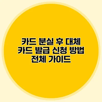 카드 분실 후 대체 카드 발급 신청 방법 전체 가이드