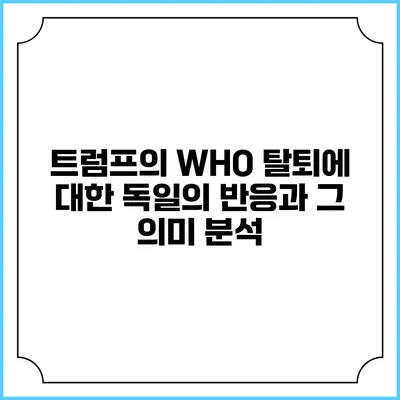 트럼프의 WHO 탈퇴에 대한 독일의 반응과 그 의미 분석