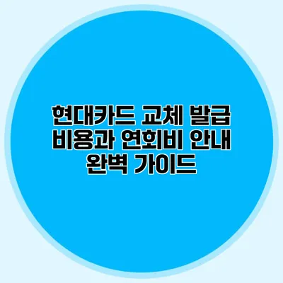 현대카드 교체 발급 비용과 연회비 안내 완벽 가이드