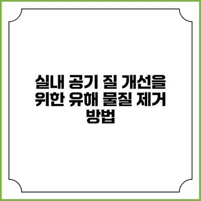 실내 공기 질 개선을 위한 유해 물질 제거 방법