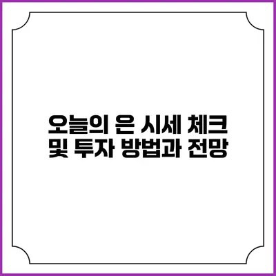 오늘의 은 시세 체크 및 투자 방법과 전망