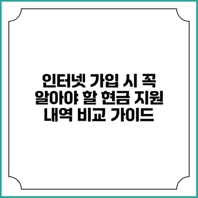 인터넷 가입 시 꼭 알아야 할 현금 지원 내역 비교 가이드