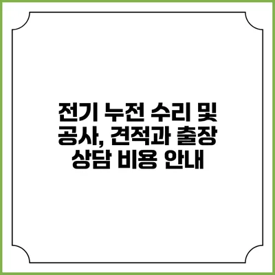 전기 누전 수리 및 공사, 견적과 출장 상담 비용 안내